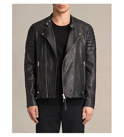 Jasper Leather Biker Jacket In Black