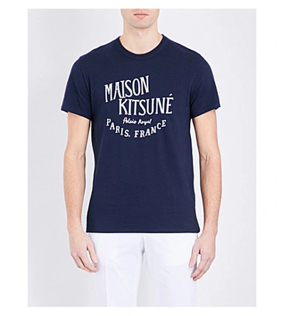 Shop Maison Kitsuné Palais Royale Cotton-jersey T-shirt In Navy