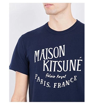 Shop Maison Kitsuné Palais Royale Cotton-jersey T-shirt In Navy