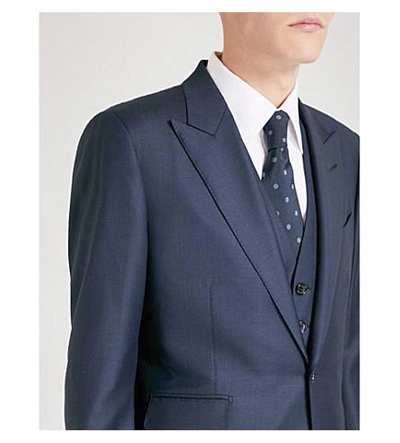 Shop Tom Ford Classic-fit Three-piece Wool Suit In Navy