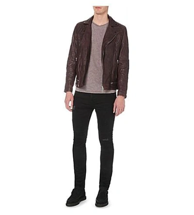 Allsaints Conroy Leather Biker Jacket In Oxblood | ModeSens