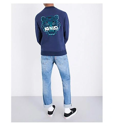 Shop Kenzo Tiger Cotton-jersey Jacket In Ink