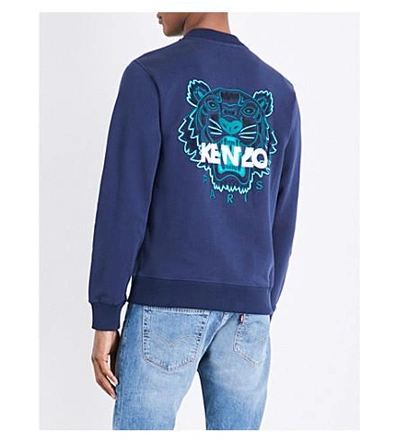 Shop Kenzo Tiger Cotton-jersey Jacket In Ink