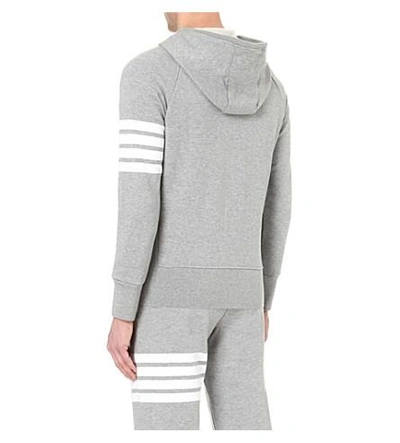 Shop Thom Browne Striped Cotton-jersey Hoody In Grey