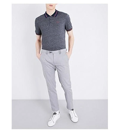 Shop Ted Baker Fore Marl Cotton-blend Polo Shirt In Charcoal