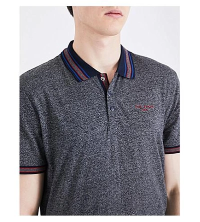 Shop Ted Baker Fore Marl Cotton-blend Polo Shirt In Charcoal