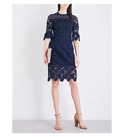 Whistles Amanda Lace Dress In Navy