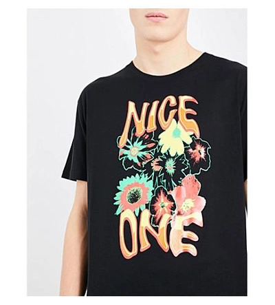 Shop Stella Mccartney Nice One-print Cotton T-shirt In Black