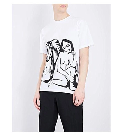 Shop Oamc Hallucination-print Cotton-jersey T-shirt In White