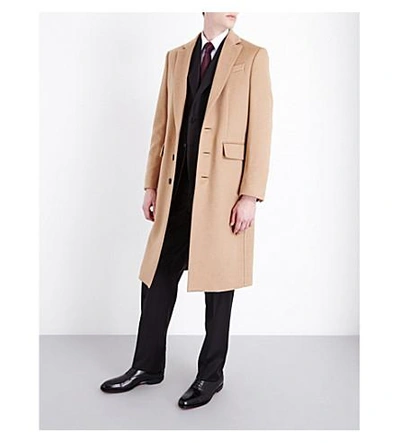 Shop Burberry Single-breasted Camel And Wool-blend Coat