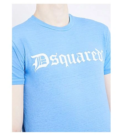 Shop Dsquared2 Brand-logo Cotton-jersey T-shirt In Bluette