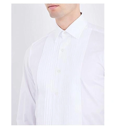 Shop Tom Ford Men's White Slim-fit Cotton Evening Shirt