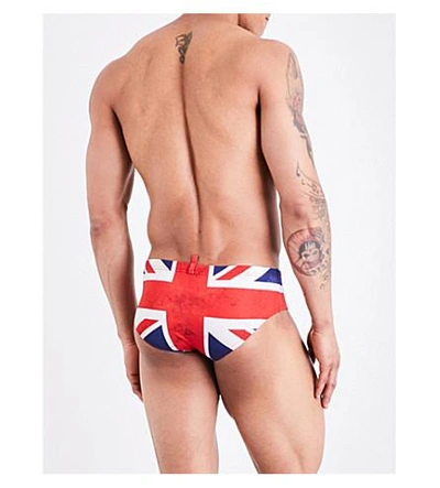 Shop Dsquared2 Union Jack Swim Briefs In Red
