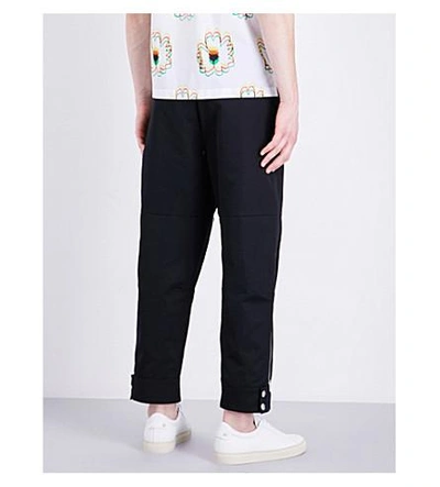 Shop Stella Mccartney Cotton And Linen Mid-rise Trousers In Black