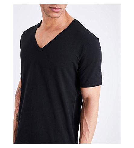 Calvin Klein Id Slim-fit Stretch-cotton V-neck T-shirt In Black | ModeSens