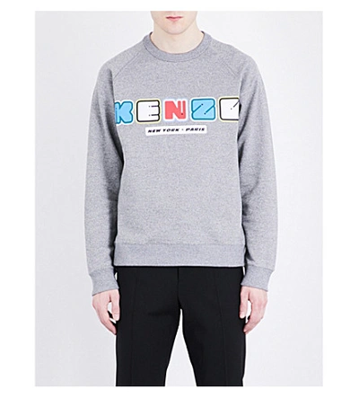 Shop Kenzo Logo-print Cotton-jersey Sweatshirt In Anthracite