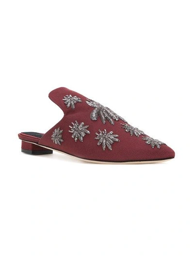 Shop Sanayi313 Spider Appliqué Mules In Red