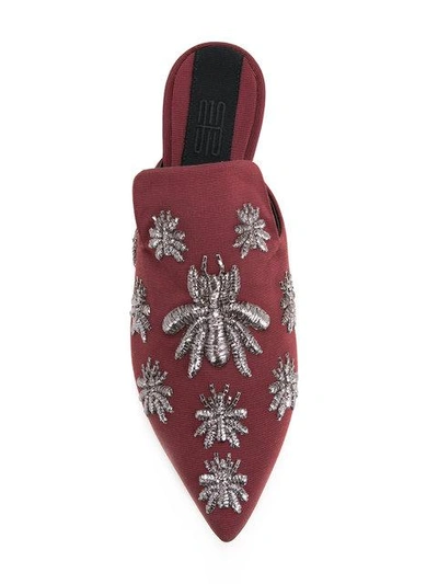 Shop Sanayi313 Spider Appliqué Mules In Red