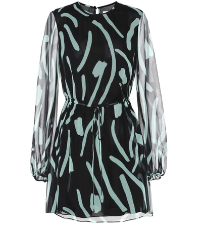 Diane Von Furstenberg Check Silk Tie Waist Minidress In Klein Blue ...