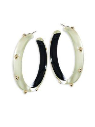Shop Alexis Bittar Lucite Studded Hoop Earrings/2" In Ivory