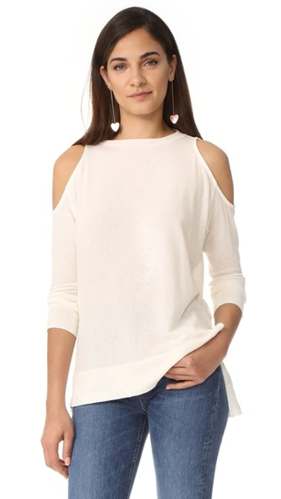 Alice And Olivia Alice + Olivia Wade Cold-shoulder Sweater In Off White