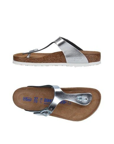 Birkenstock Toe Strap Sandals In Silver