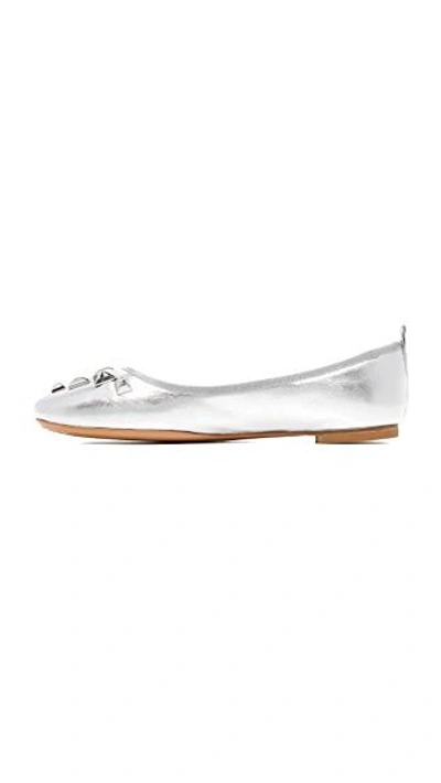 Shop Marc Jacobs Cleo Studded Ballerina Flats In Silver