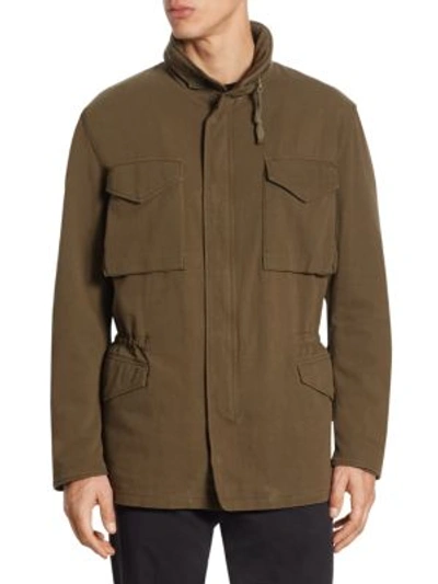 Vince Cotton Hooded Shearling-lined Army Coat, Olive