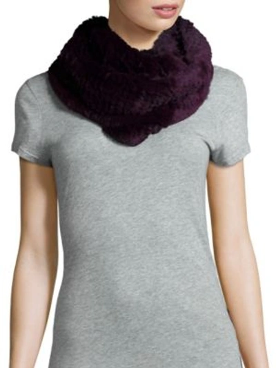 Jocelyn Rabbit Fur Infinity Scarf In Aubergine