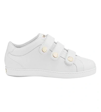 Shop Jimmy Choo Ny Leather Sneakers In White