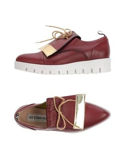 Leo Studio Design Laced Shoes In Maroon