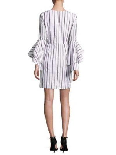 Shop Milly Gabby Striped Bell Sleeves Dress In White