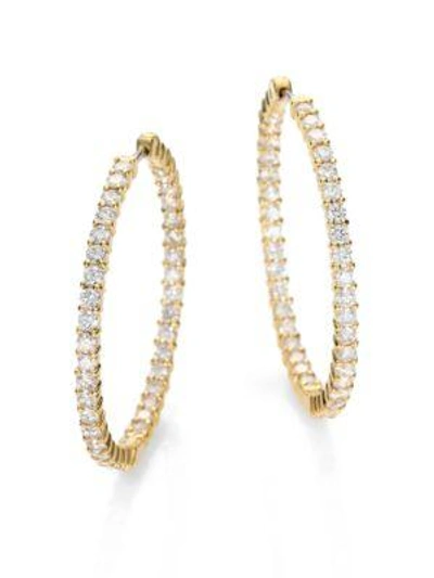Shop Roberto Coin Diamond & 18k Yellow Gold Hoop Earrings/2.5"