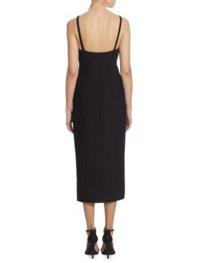 Shop Cinq À Sept Demia Lace-up Corset Midi Dress In Black