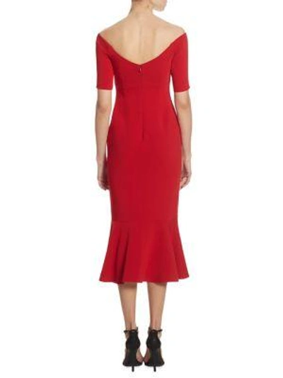 Shop Cinq À Sept Marta Off-the-shoulder Trumpet Dress In Melon