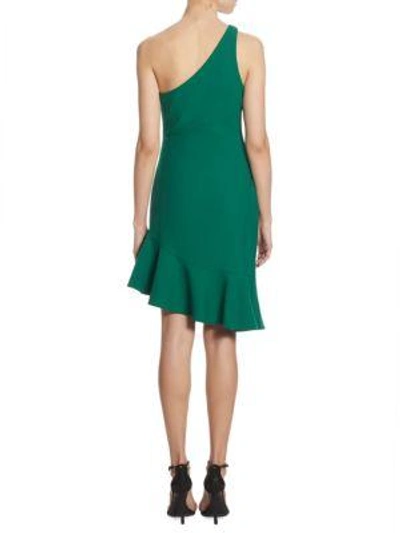 Shop Cinq À Sept Stella One-shoulder Dress In Evergreen