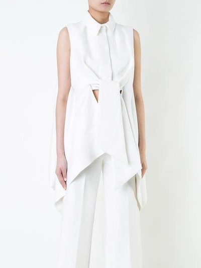 Shop Delpozo Wrap-style Asymmetric Blouse In White