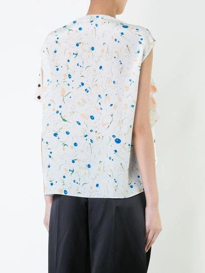Shop Lemaire Mixed Print Asymmetric Top In White