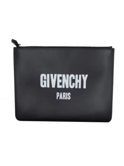 Givenchy Logo Print Clutch In Nero