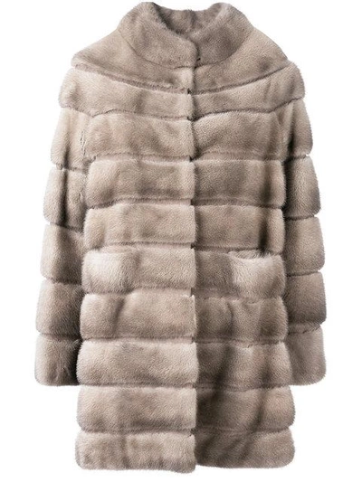 Shop Liska Cheyenna Panelled Coat In Grey