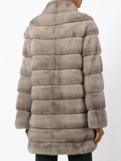 Shop Liska Cheyenna Panelled Coat In Grey