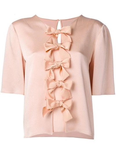 Shop Fendi Bow Blouse In Pink