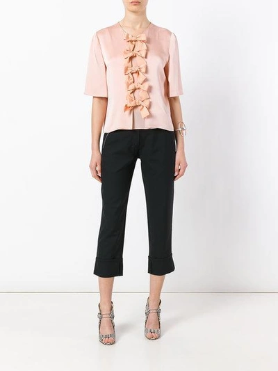 Shop Fendi Bow Blouse In Pink