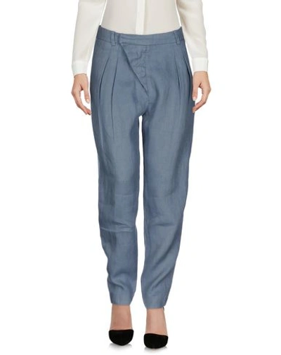 120% Lino Casual Pants In Pastel Blue