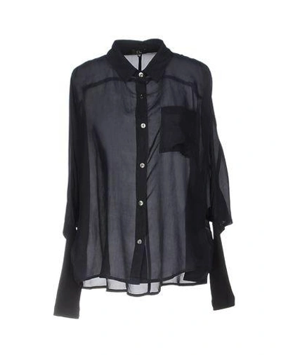 Shop Clu Silk Shirts & Blouses In Dark Blue