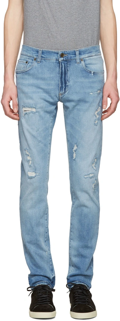 Shop Dolce & Gabbana Blue Distressed Jeans