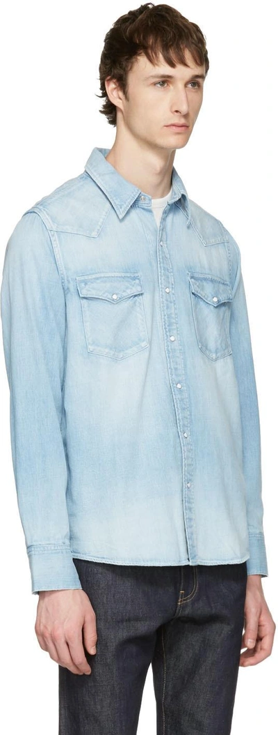 Shop Visvim Blue Denim Social Sculpture Shirt