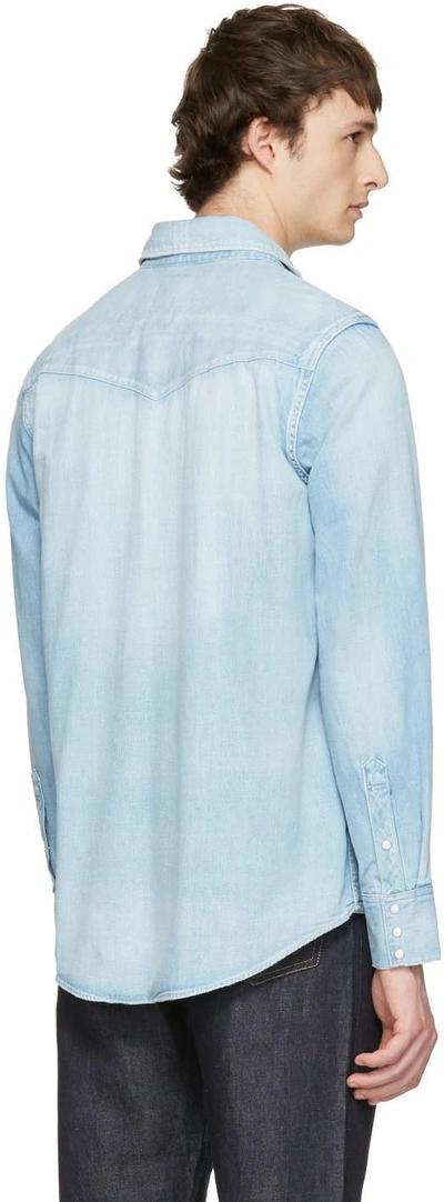 Shop Visvim Blue Denim Social Sculpture Shirt