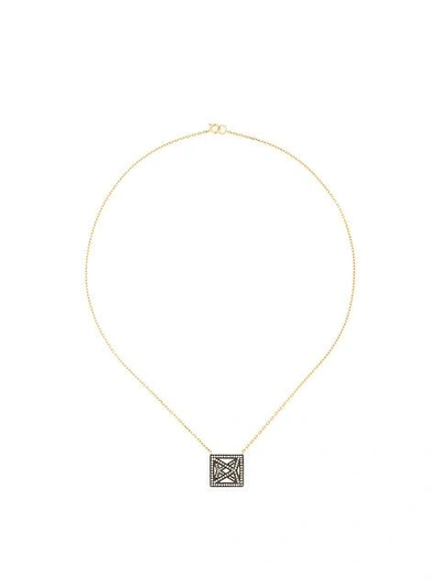 Shop Noor Fares Trompe L'oeil Octahedron Necklace In Metallic