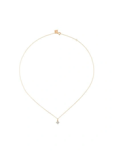 Shop Ginette 18kt Rose Gold Ever Square Mini Diamond Necklace In Metallic